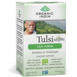 ORGANIC INDIA Ceai Adaptogen Tulsi Ceai Verde 18 plic Bio