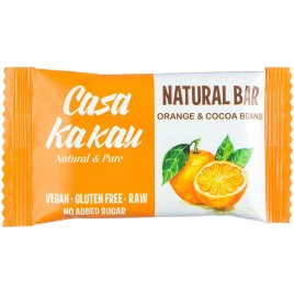 Baton raw vegan cu portocale si boabe de cacao -  30 g